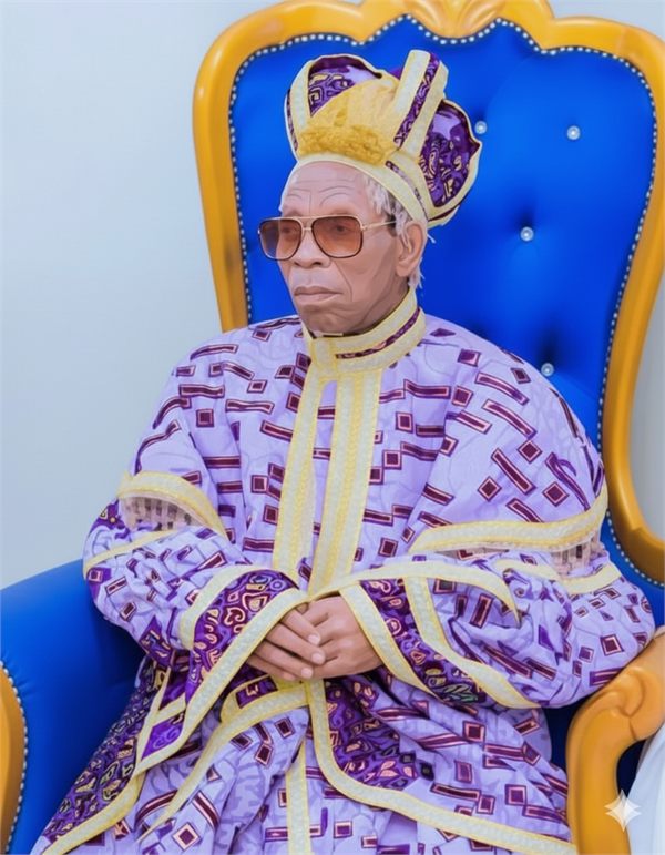 Rev. Emmanuel M. Oshoffa, Head Pastor of C.C.C. Worldwide, seated in ceremonial robes